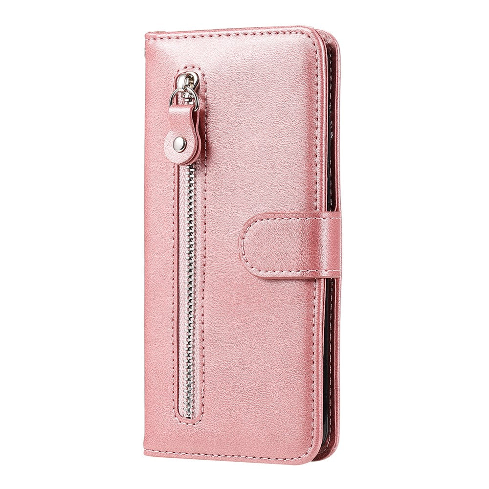 Zipper Pocket Leather Wallet Stand Case for Samsung Galaxy M31 - Rose Gold