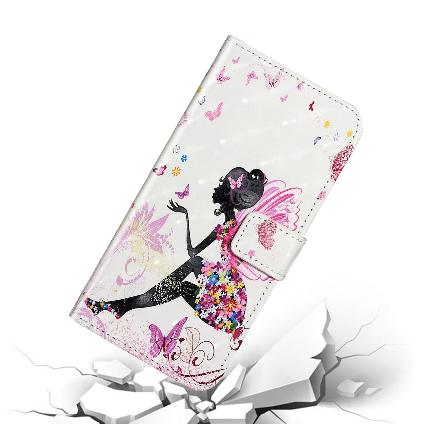 Pattern Printing Light Spot Decor Leather Case Stand Wallet Phone Cover for Samsung Galaxy S20 Ultra - Beauty