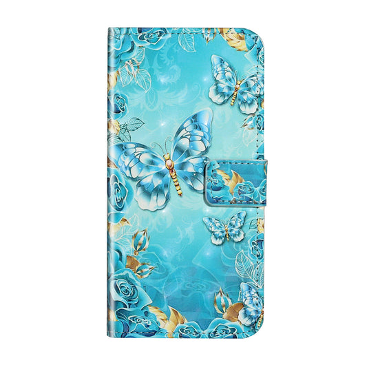Pattern Printing Light Spot Decor Leather Case Stand Wallet Phone Cover for Samsung Galaxy S20 Ultra - Blue Butterfly