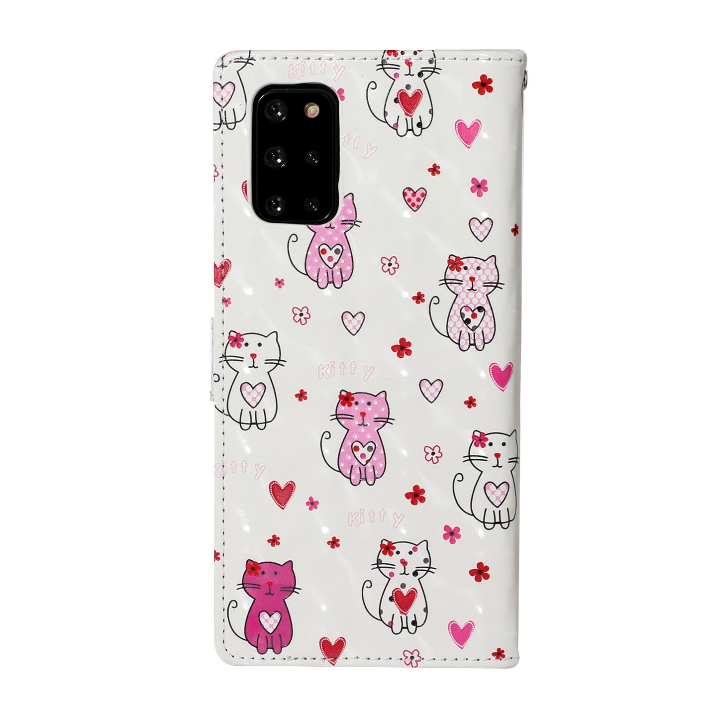 Pattern Printing Light Spot Decor Leather Case Stand Wallet Phone Cover for Samsung Galaxy S20 Plus / S20 Plus 5G - Cat