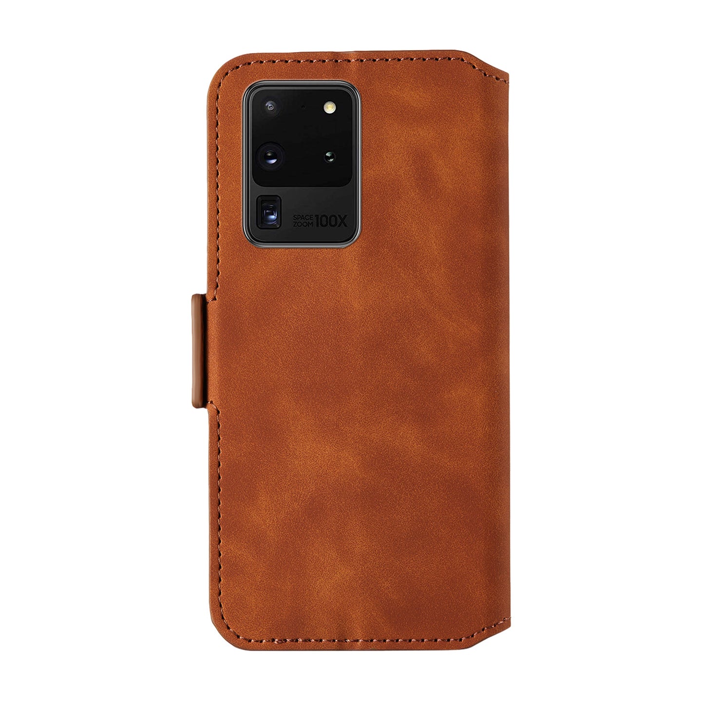 Splicing Matte Retro Style Shell Leather Case with Card Slots for Samsung Galaxy S20 Ultra - Brown