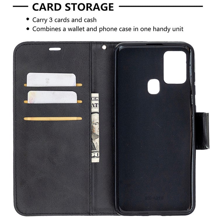 Wallet Leather Stand Case for Samsung Galaxy A21s - Black