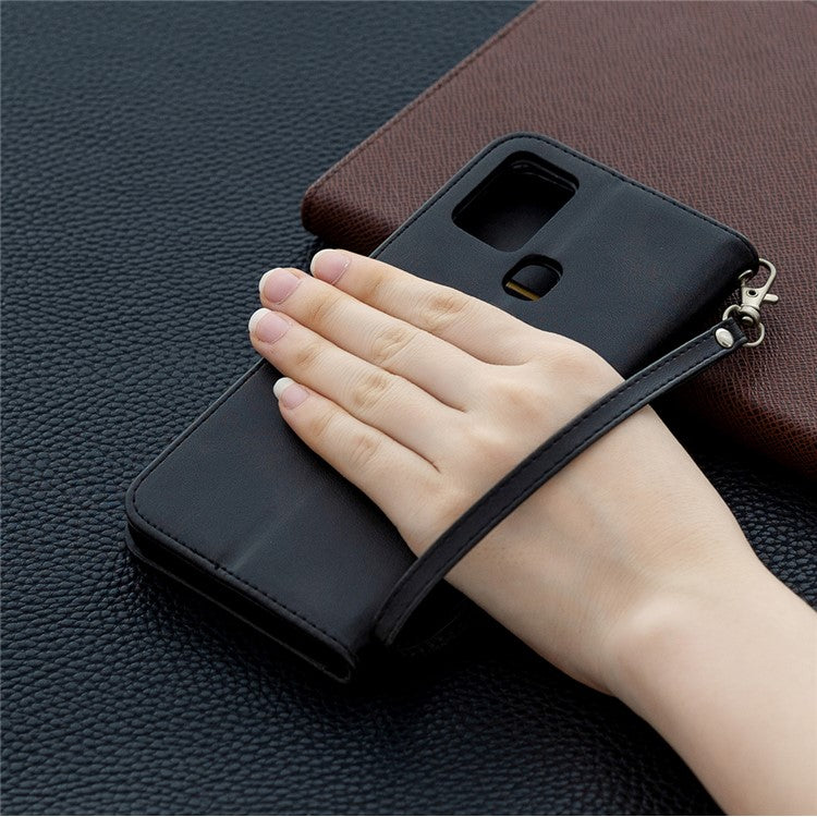 Wallet Leather Stand Case for Samsung Galaxy A21s - Black