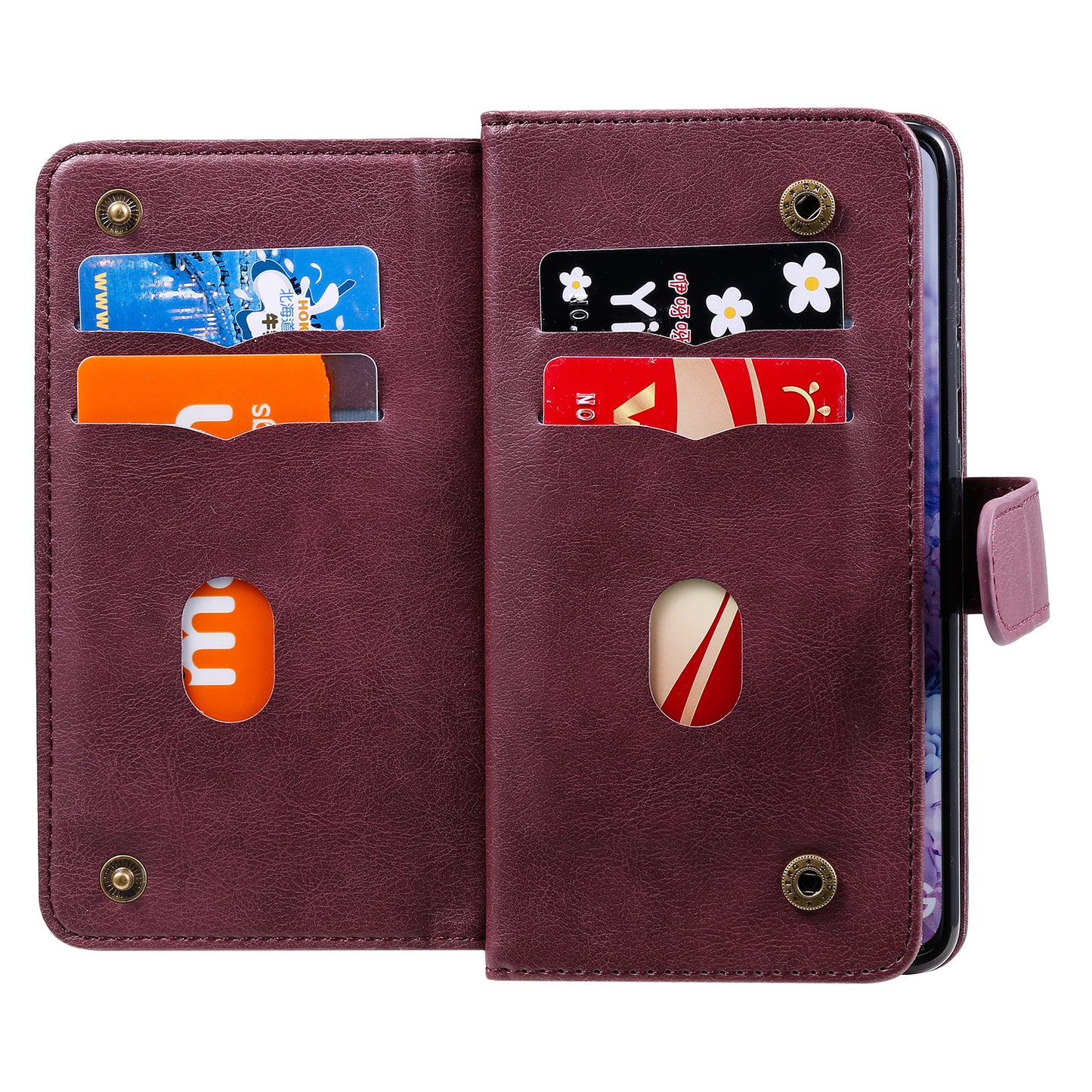 KT Multi-functional Series-1 10 Card Slots Wallet TPU+PU Leather Case with Stand for Samsung Galaxy S20 4G/S20 5G - Wine Red
