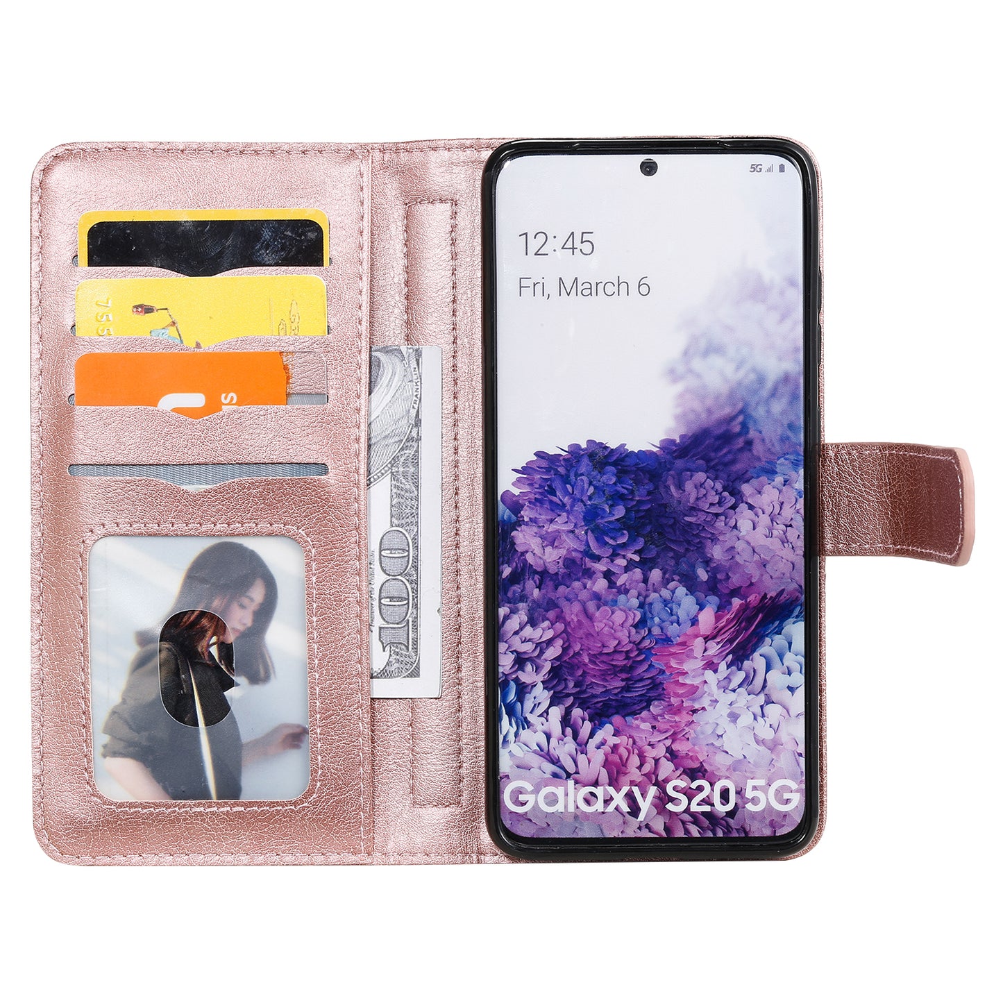 KT Multi-functional Series-1 10 Card Slots Wallet TPU+PU Leather Case with Stand for Samsung Galaxy S20 4G/S20 5G - Rose Gold