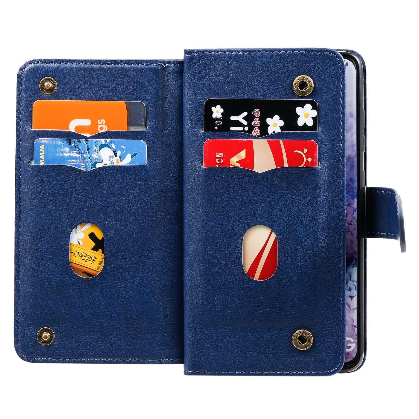 KT Multi-functional Series-1 10 Card Slots Wallet TPU+PU Leather Case with Stand for Samsung Galaxy S20 4G/S20 5G - Blue