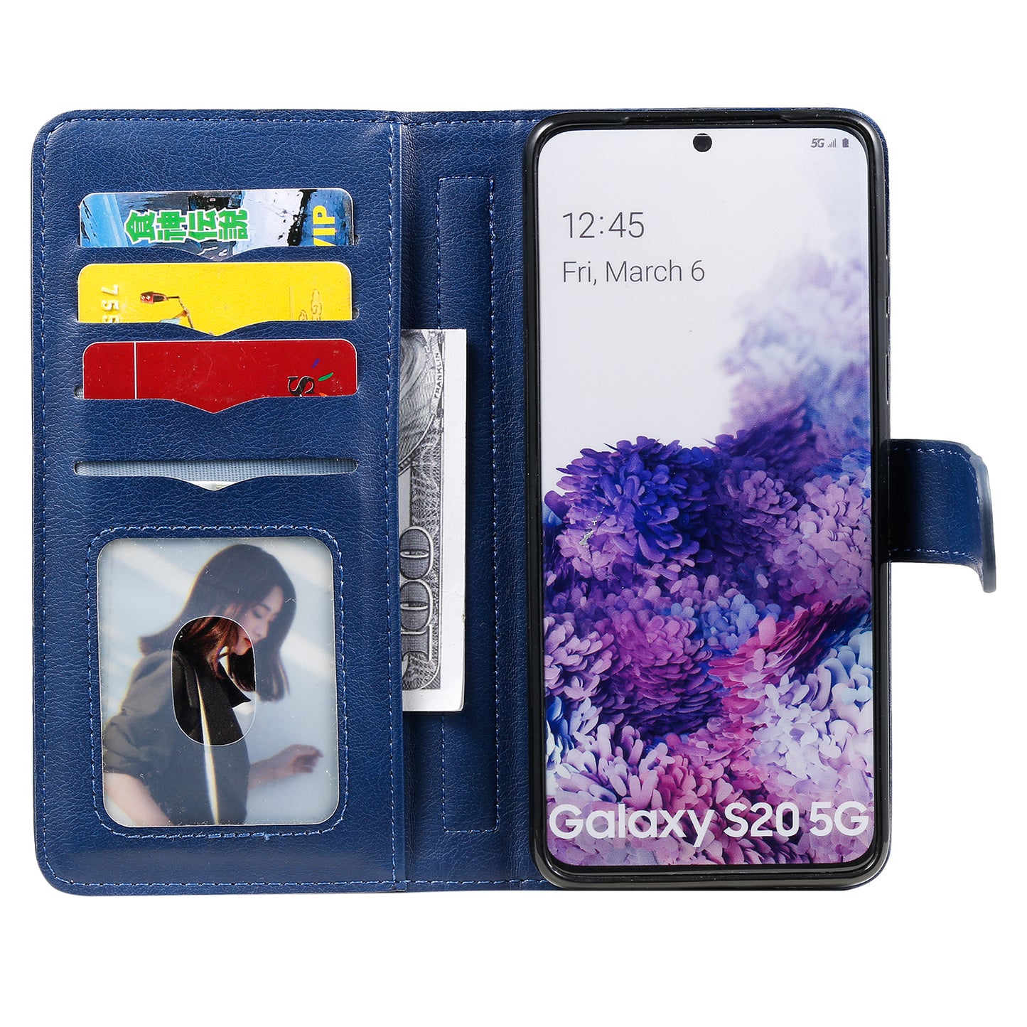 KT Multi-functional Series-1 10 Card Slots Wallet TPU+PU Leather Case with Stand for Samsung Galaxy S20 4G/S20 5G - Blue