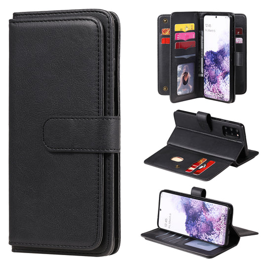 For Samsung Galaxy S20 Plus/S20 Plus 5G KT Multi-functional Series-1 10 Card Slots Wallet TPU+PU Leather Cover with Stand  - Black