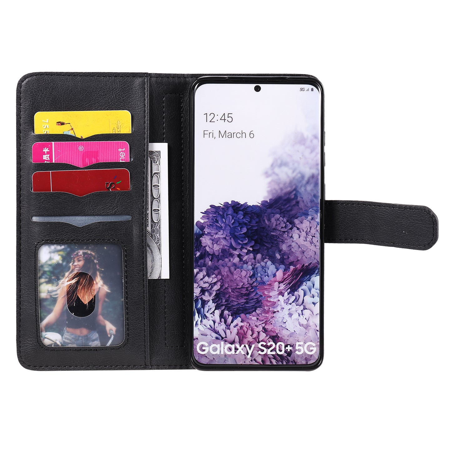 For Samsung Galaxy S20 Plus/S20 Plus 5G KT Multi-functional Series-1 10 Card Slots Wallet TPU+PU Leather Cover with Stand  - Black