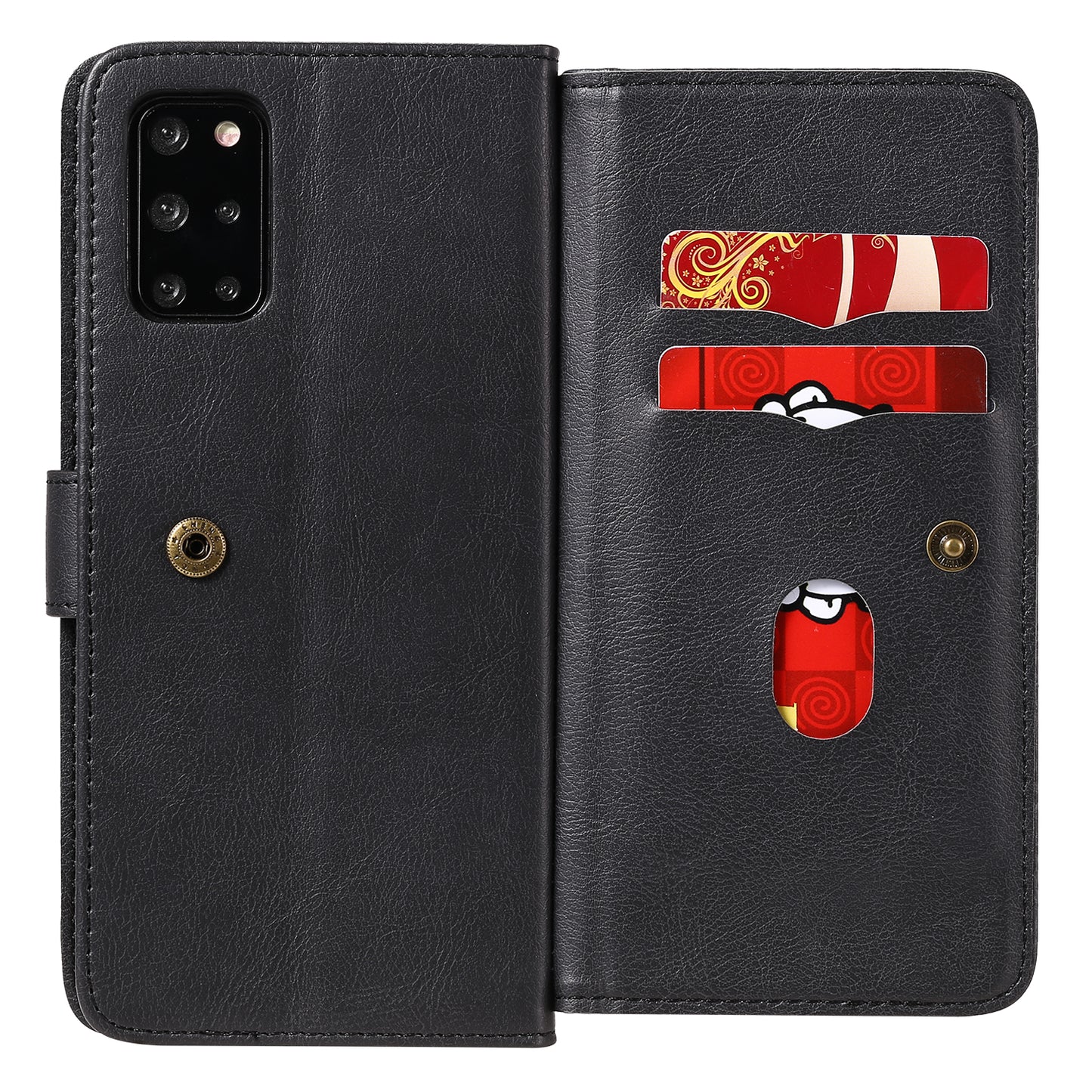 For Samsung Galaxy S20 Plus/S20 Plus 5G KT Multi-functional Series-1 10 Card Slots Wallet TPU+PU Leather Cover with Stand  - Black