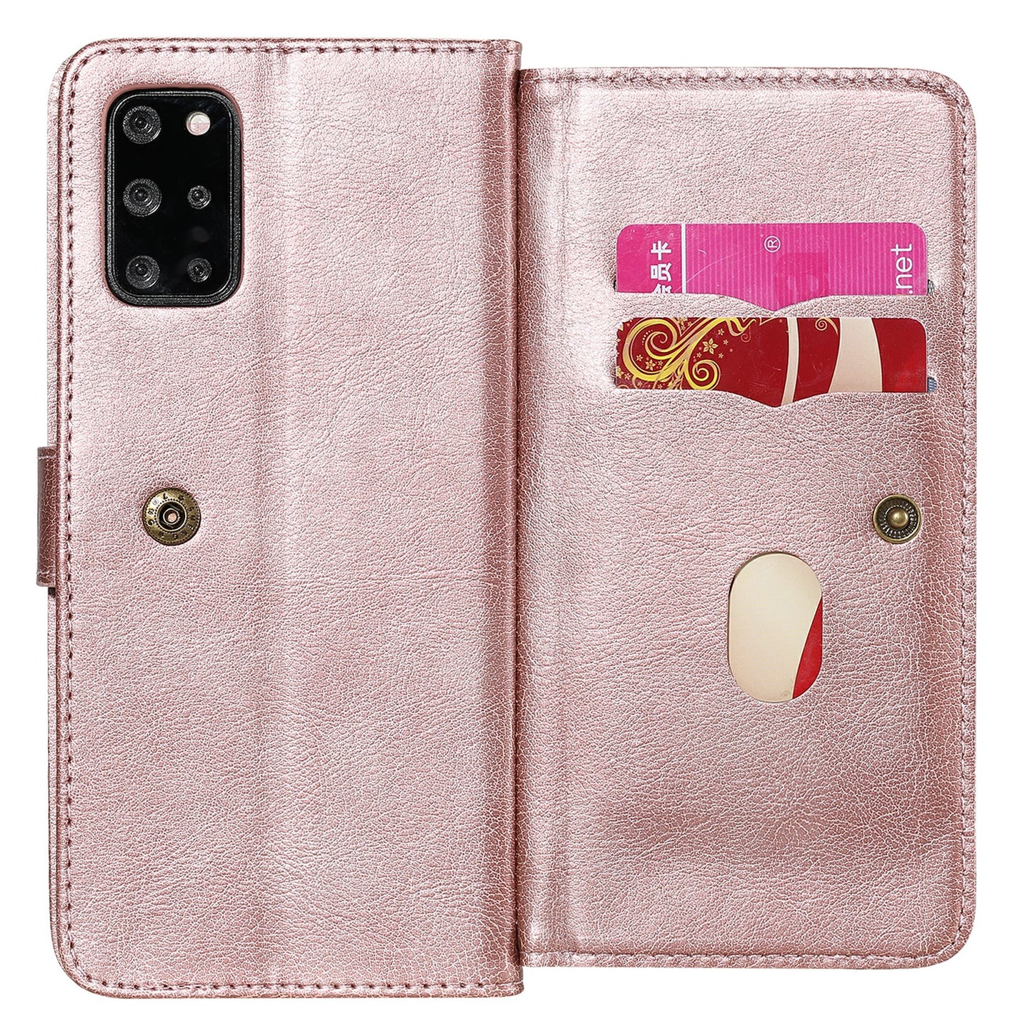 For Samsung Galaxy S20 Plus/S20 Plus 5G KT Multi-functional Series-1 10 Card Slots Wallet TPU+PU Leather Cover with Stand  - Rose Gold