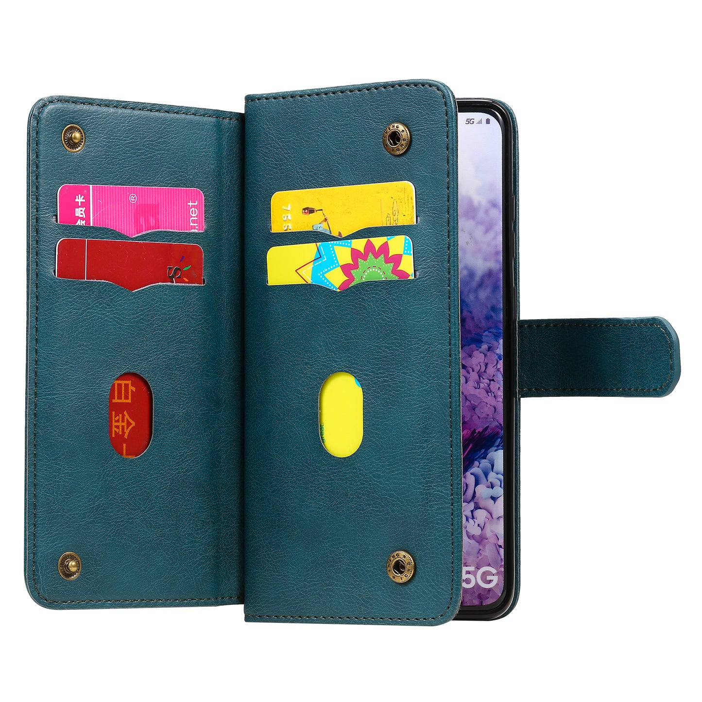 For Samsung Galaxy S20 Plus/S20 Plus 5G KT Multi-functional Series-1 10 Card Slots Wallet TPU+PU Leather Cover with Stand  - Green