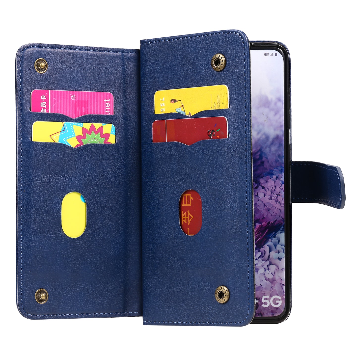 For Samsung Galaxy S20 Plus/S20 Plus 5G KT Multi-functional Series-1 10 Card Slots Wallet TPU+PU Leather Cover with Stand  - Blue