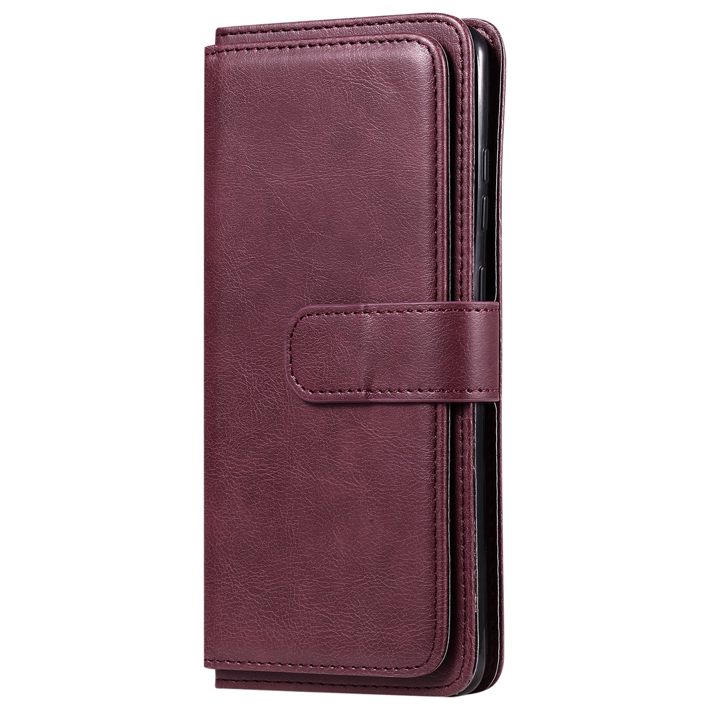 KT Multi-functional Series-1 10 Card Slots Wallet TPU+PU Leather Shell with Stand for Samsung Galaxy S20 Ultra - Wine Red