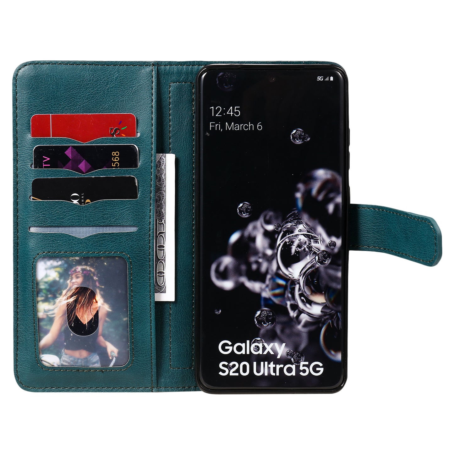 KT Multi-functional Series-1 10 Card Slots Wallet TPU+PU Leather Shell with Stand for Samsung Galaxy S20 Ultra - Green