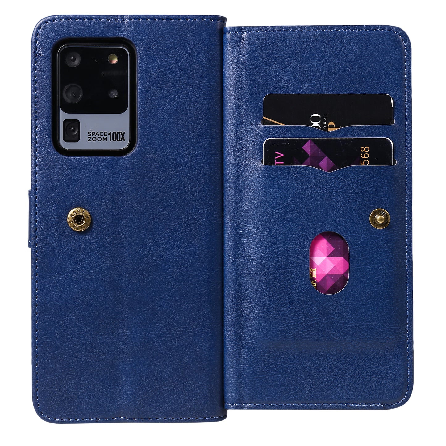 KT Multi-functional Series-1 10 Card Slots Wallet TPU+PU Leather Shell with Stand for Samsung Galaxy S20 Ultra - Blue
