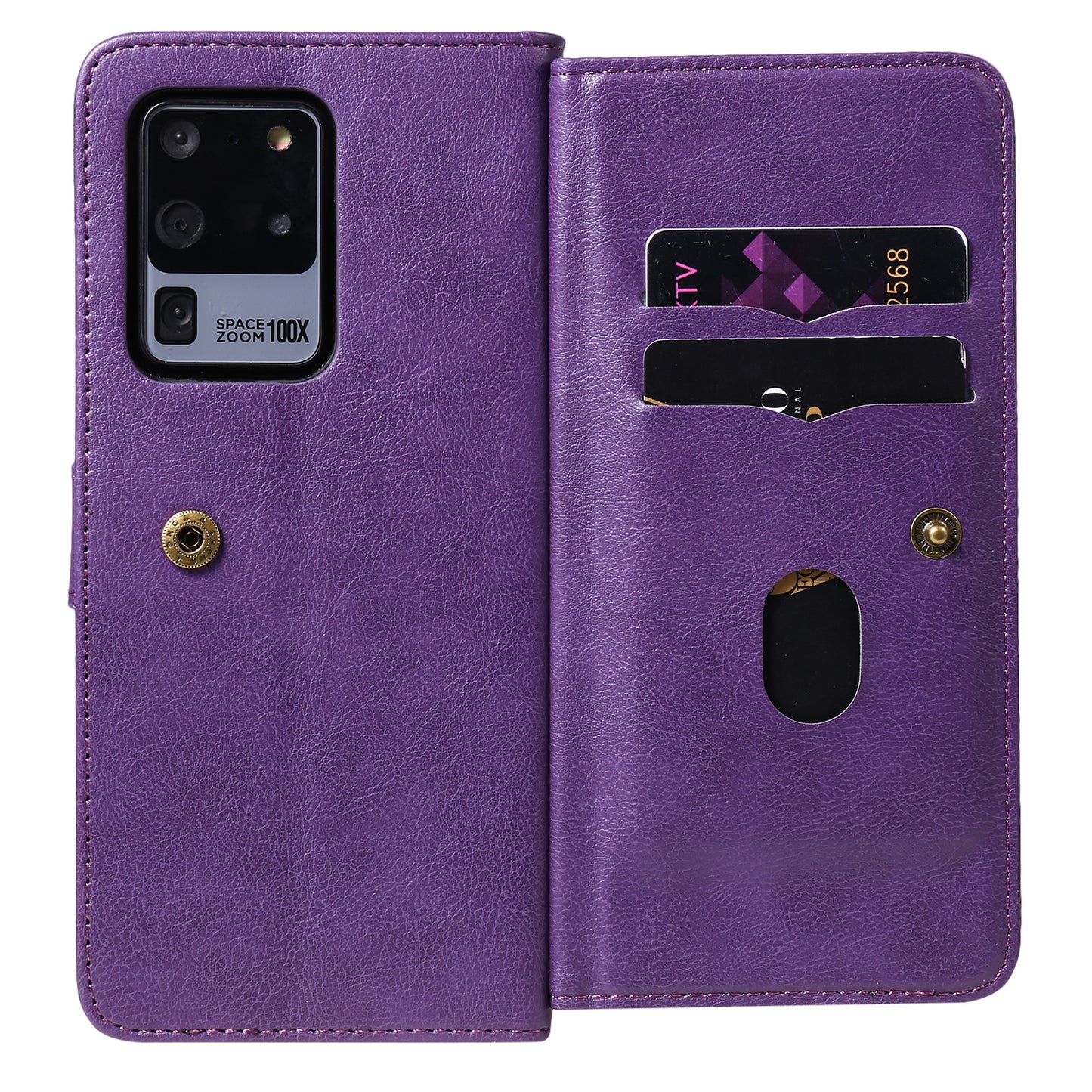 KT Multi-functional Series-1 10 Card Slots Wallet TPU+PU Leather Shell with Stand for Samsung Galaxy S20 Ultra - Purple