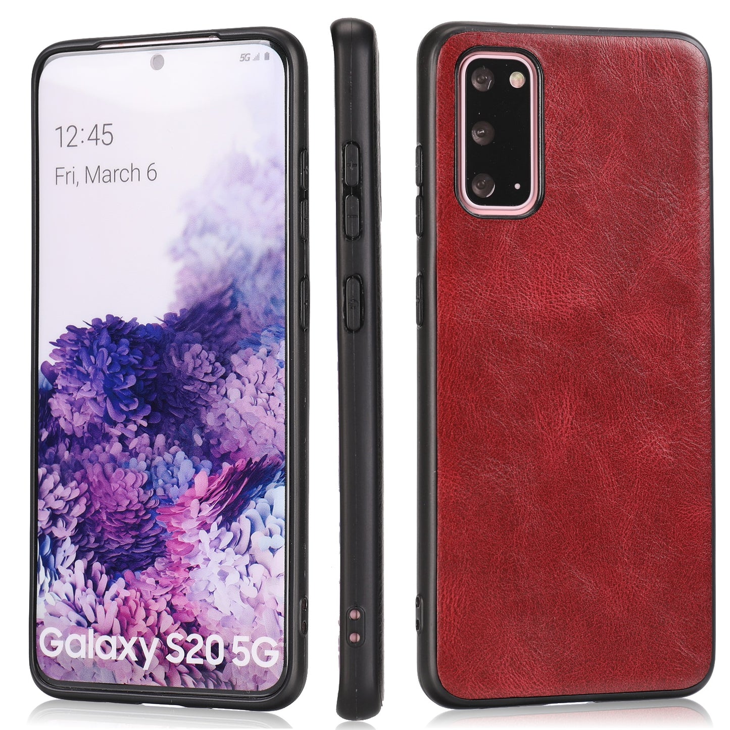 Crazy Horse Texture PU Leather Coated TPU Cover for Samsung Galaxy S20 4G/S20 5G - Red