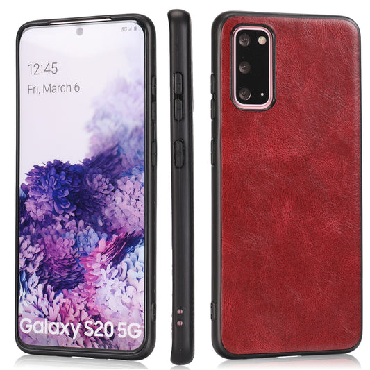 Crazy Horse Texture PU Leather Coated TPU Cover for Samsung Galaxy S20 4G/S20 5G - Red