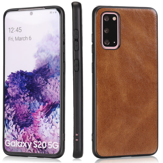 Crazy Horse Texture PU Leather Coated TPU Cover for Samsung Galaxy S20 4G/S20 5G - Brown