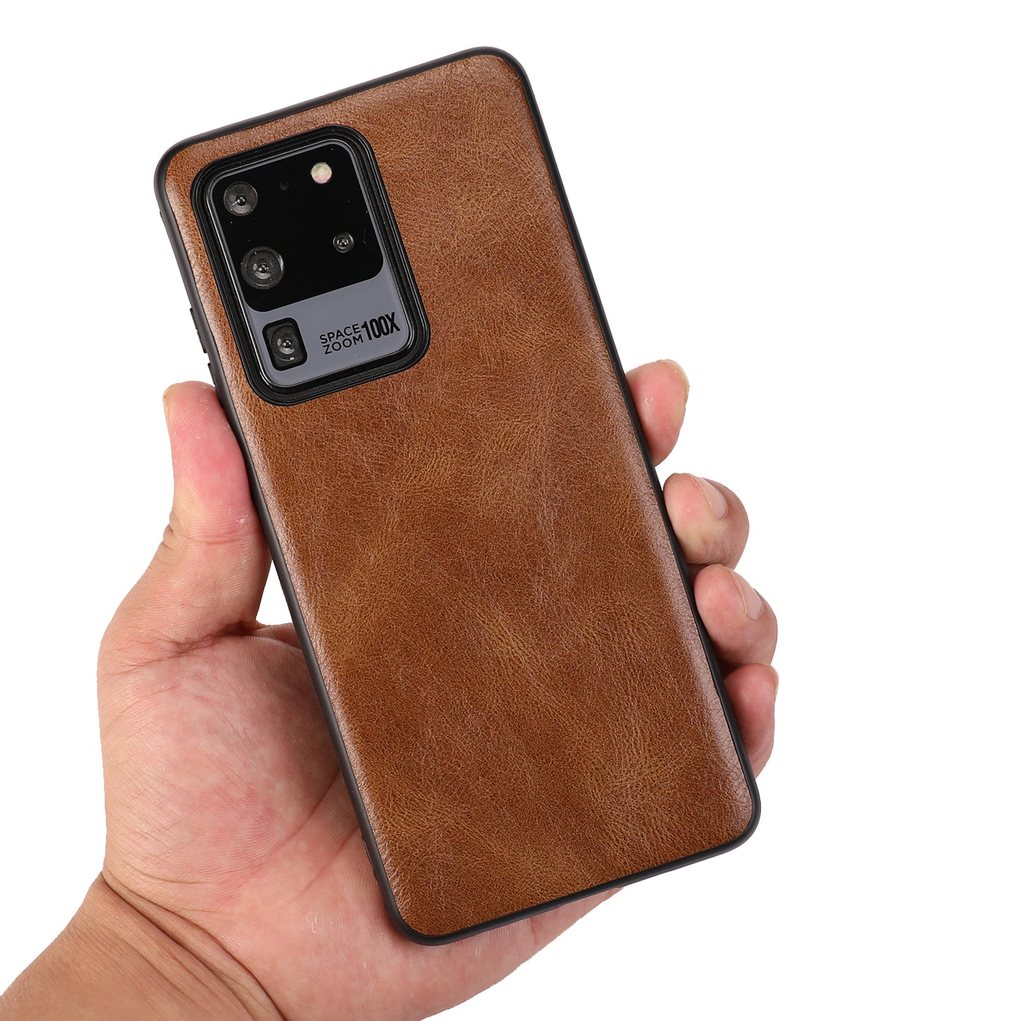 Crazy Horse Texture PU Leather Coated TPU Case for Samsung Galaxy S20 Ultra - Brown