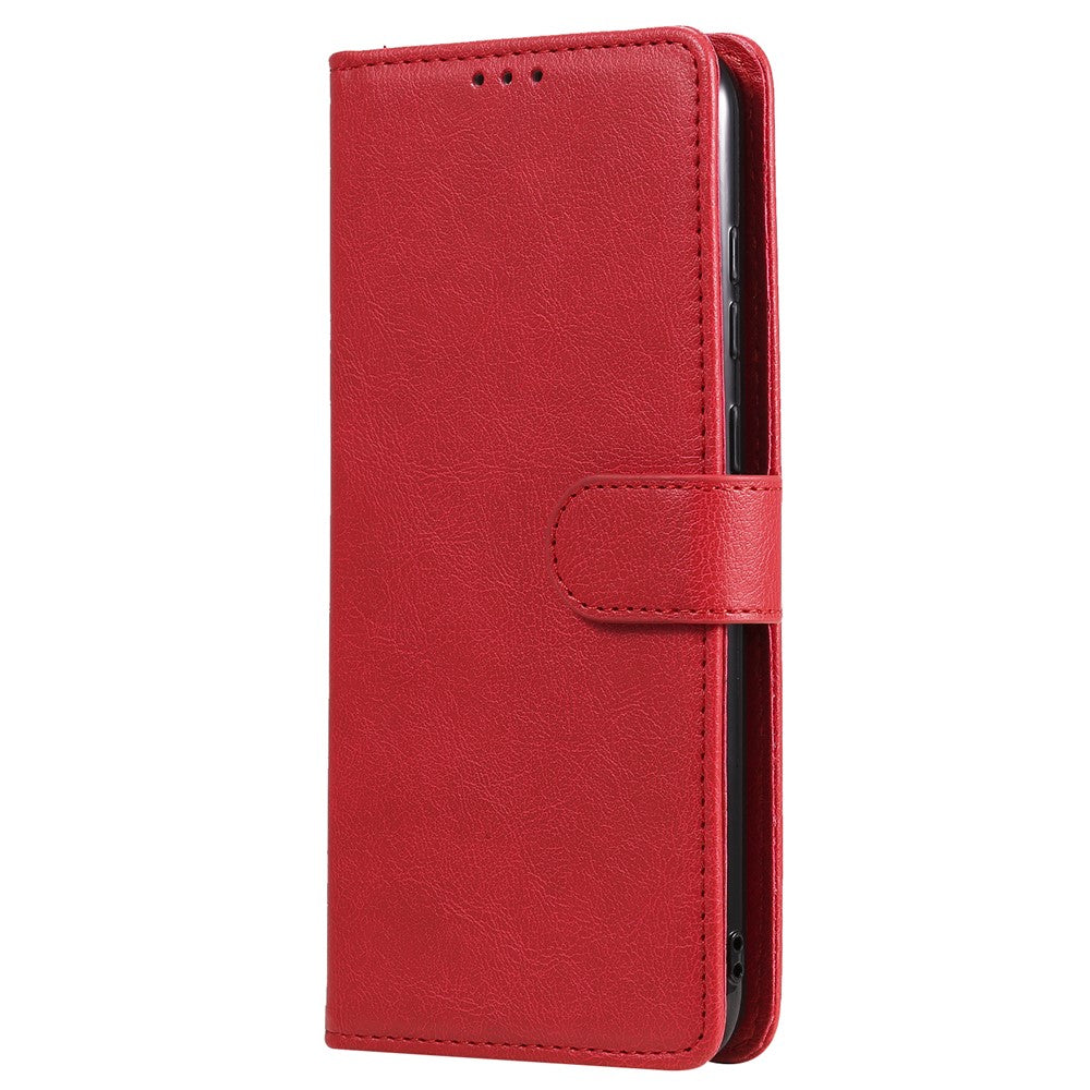 For Samsung Galaxy M11 Case 2 in 1 Detachable Magnetic Leather Wallet Mobile Cover with Strap - Red