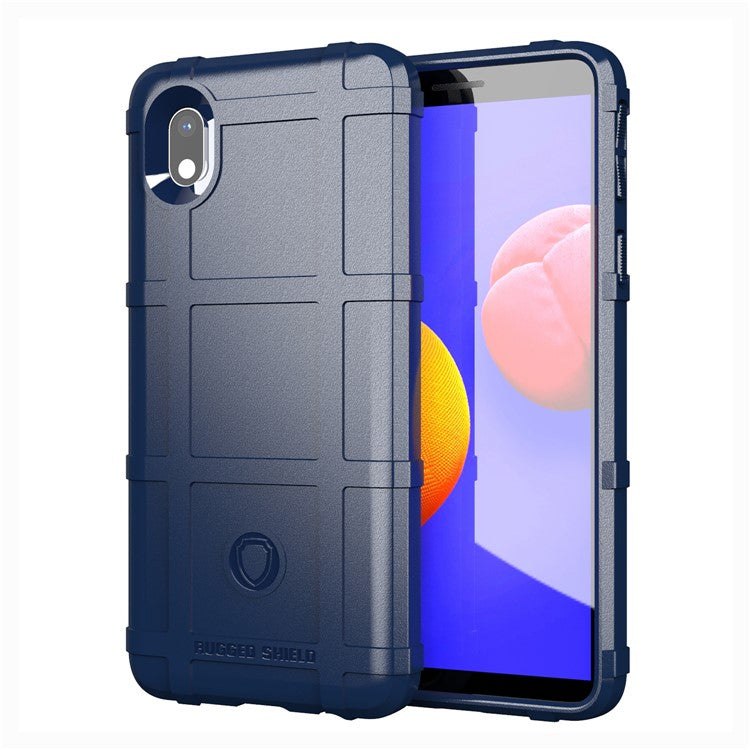Shock-proof Rugged Square Grid Skin TPU Shell for Samsung Galaxy A01 Core/M01 Core - Blue