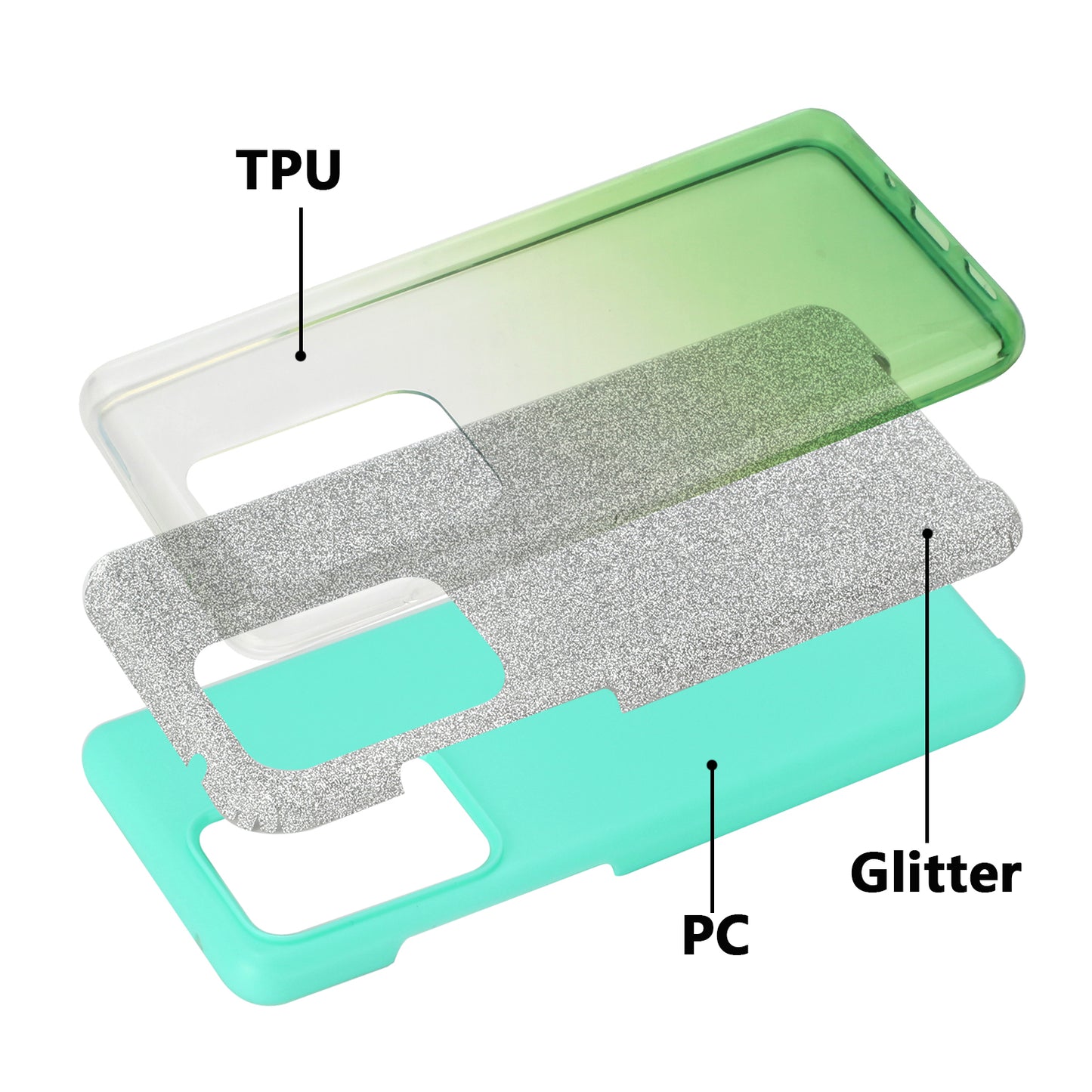 Gradient Color TPU + PC Hybrid Phone Cover for Samsung Galaxy S20 Ultra - Green