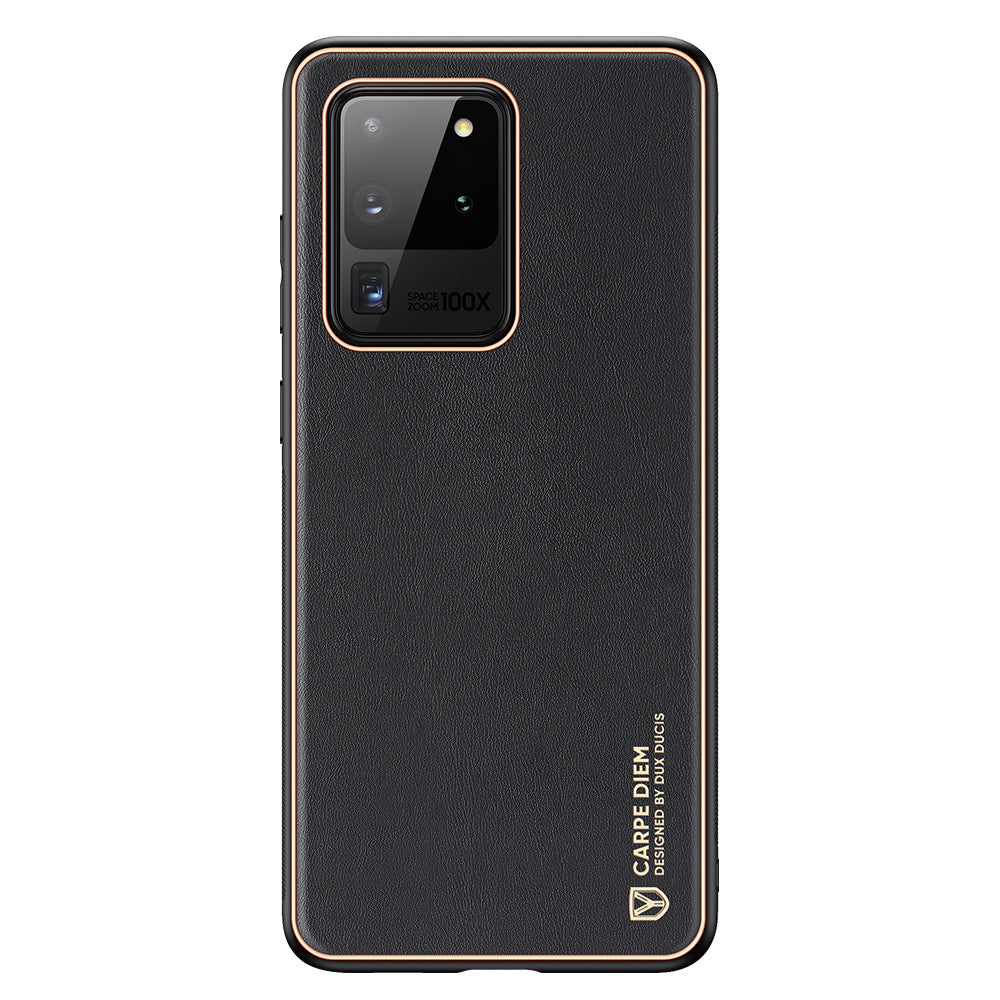 DUX DUCIS YOLO Series Electroplating PU Leather+TPU+PC Cover for Samsung Galaxy S20 Ultra - Black