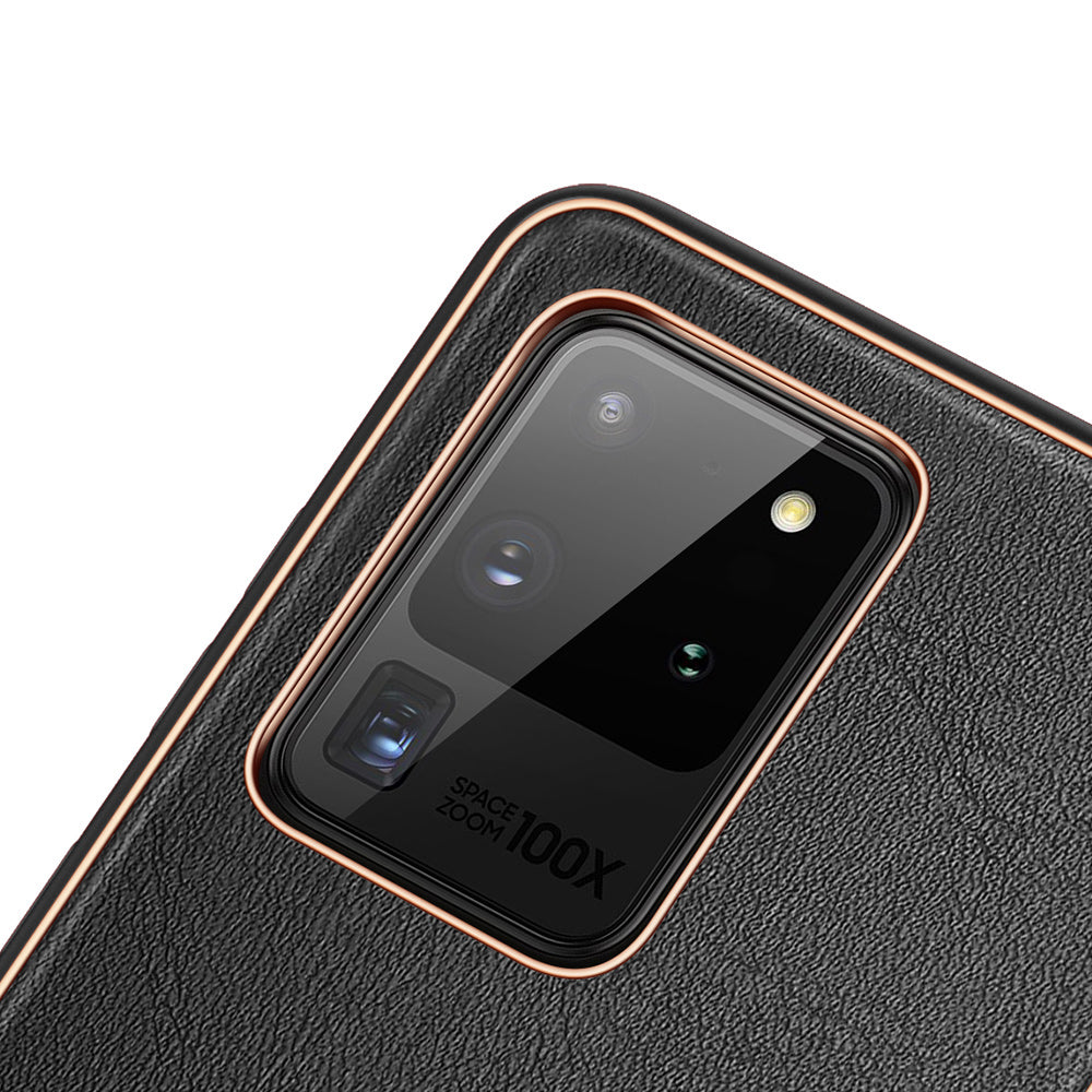 DUX DUCIS YOLO Series Electroplating PU Leather+TPU+PC Cover for Samsung Galaxy S20 Ultra - Black