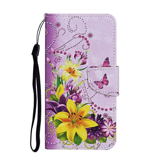 Leather Stand Cover Wallet Pattern Printing Phone Case for Samsung Galaxy S20 Ultra - Yellow Flower