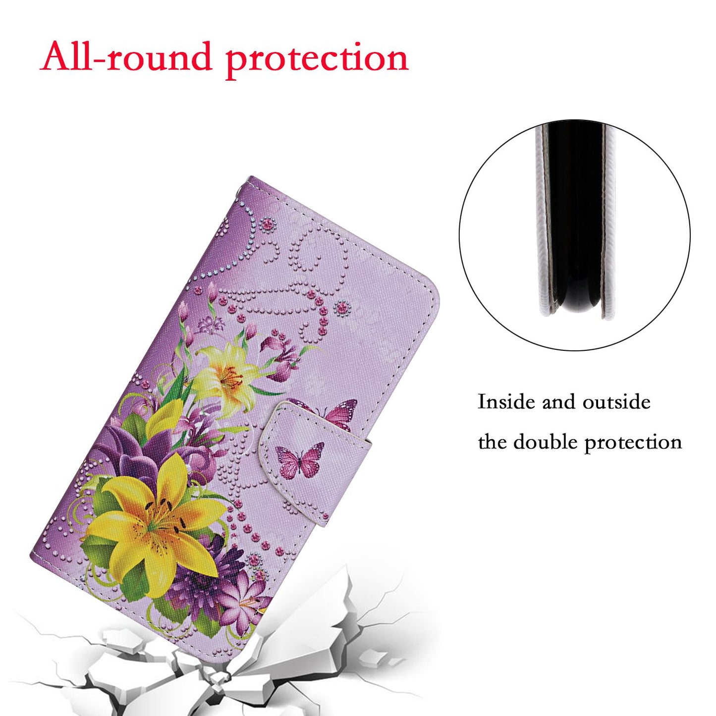 Leather Stand Cover Wallet Pattern Printing Phone Case for Samsung Galaxy S20 Ultra - Yellow Flower