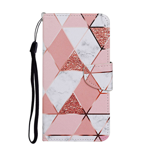 Leather Stand Cover Wallet Pattern Printing Phone Case for Samsung Galaxy S20 Ultra - Stone Grain