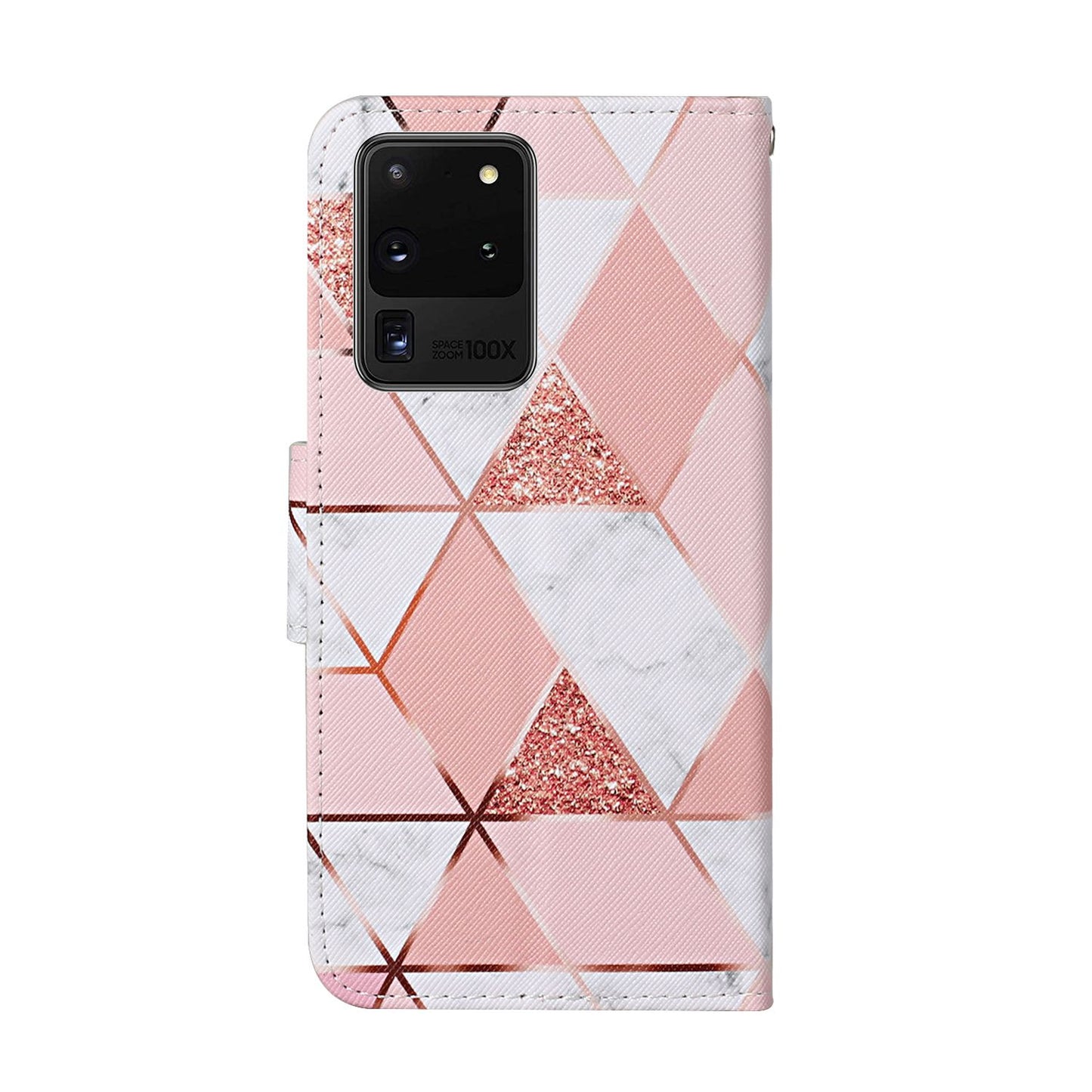 Leather Stand Cover Wallet Pattern Printing Phone Case for Samsung Galaxy S20 Ultra - Stone Grain