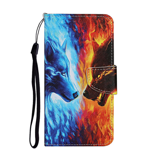 Leather Stand Cover Wallet Pattern Printing Phone Case for Samsung Galaxy S20 Ultra - Wolf
