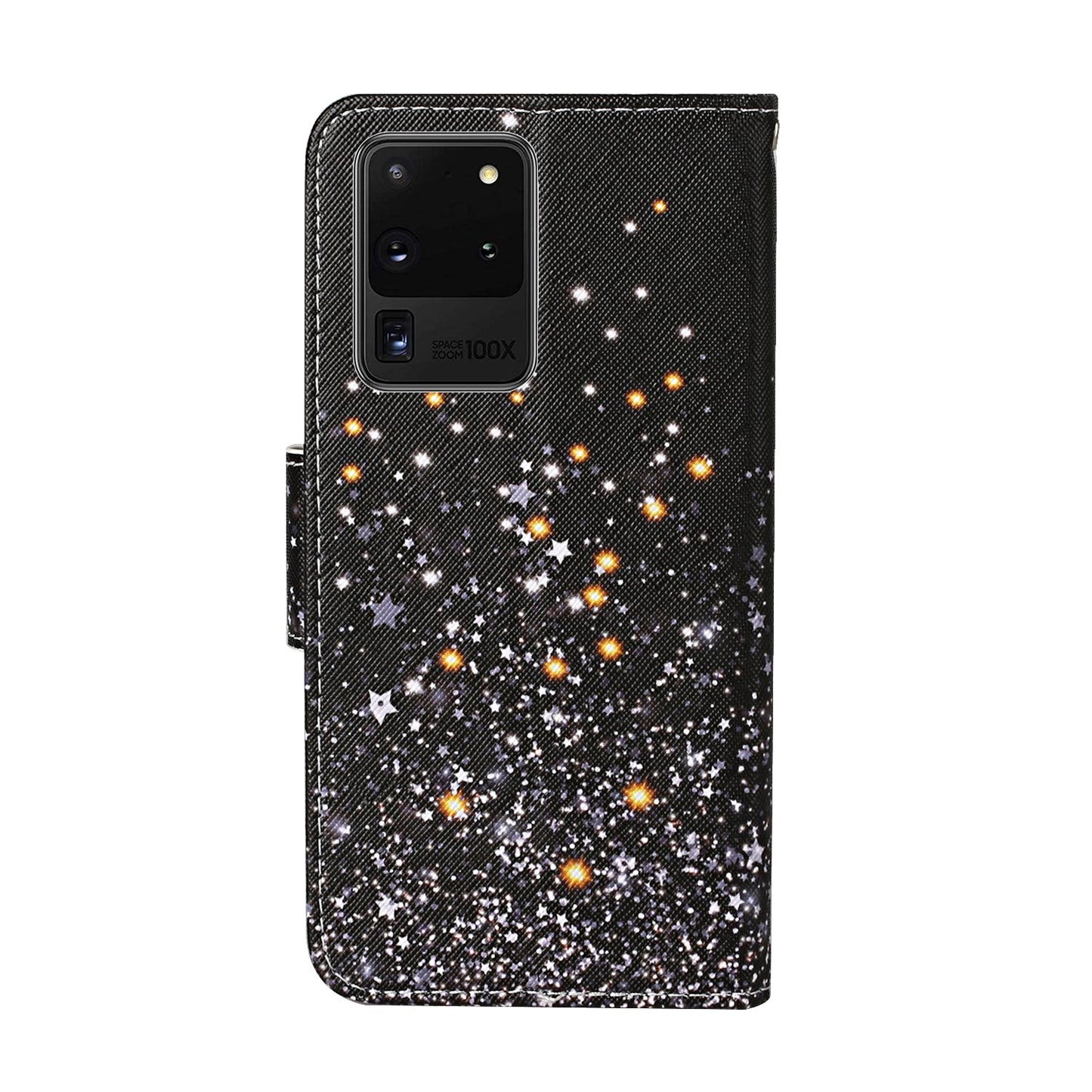 Leather Stand Cover Wallet Pattern Printing Phone Case for Samsung Galaxy S20 Ultra - Glittery Element