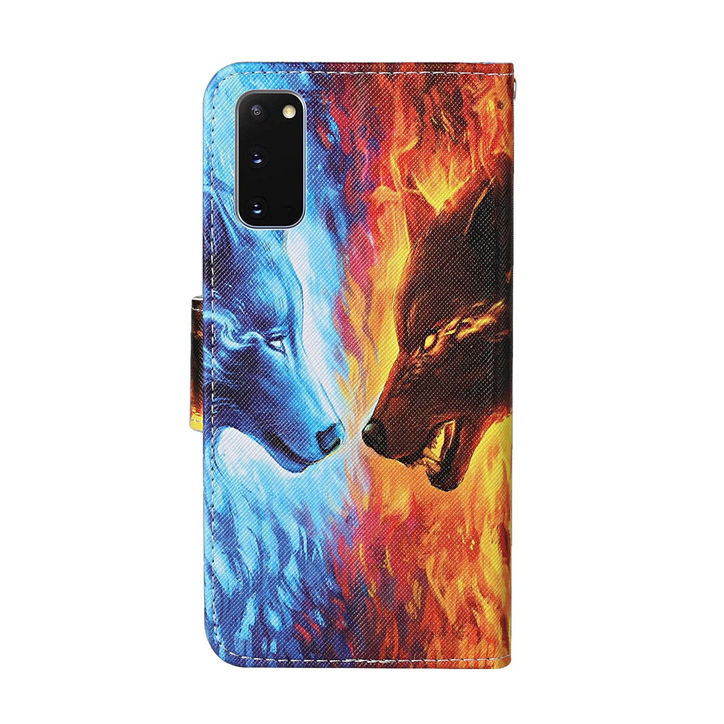 Stand Cover Wallet Pattern Printing Leather Case for Samsung Galaxy S20 4G/S20 5G - Wolf