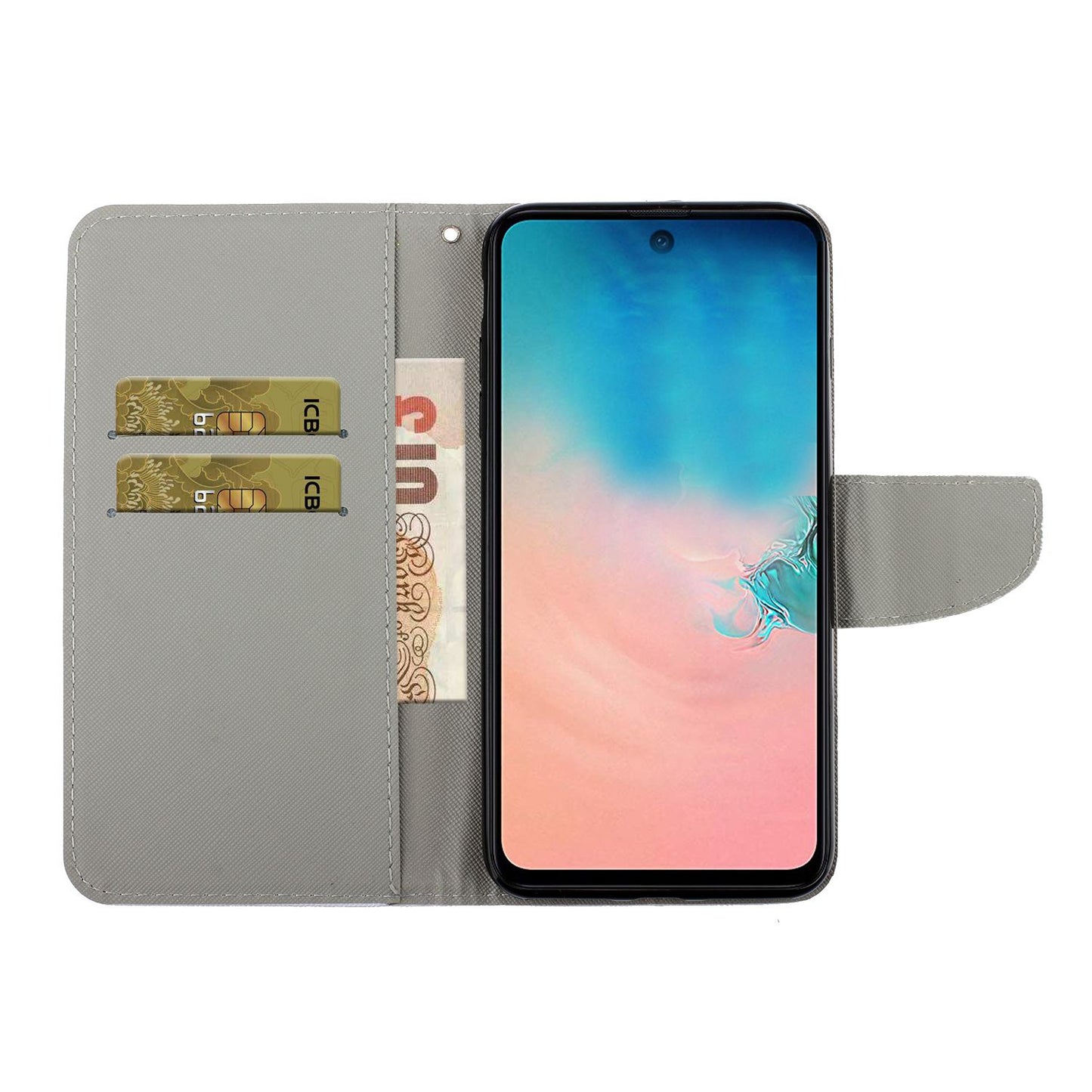 Leather Stand Phone Cover Wallet Pattern Printing Case for Samsung Galaxy S20 Plus/S20 Plus 5G  - Red Flower and Butterfly