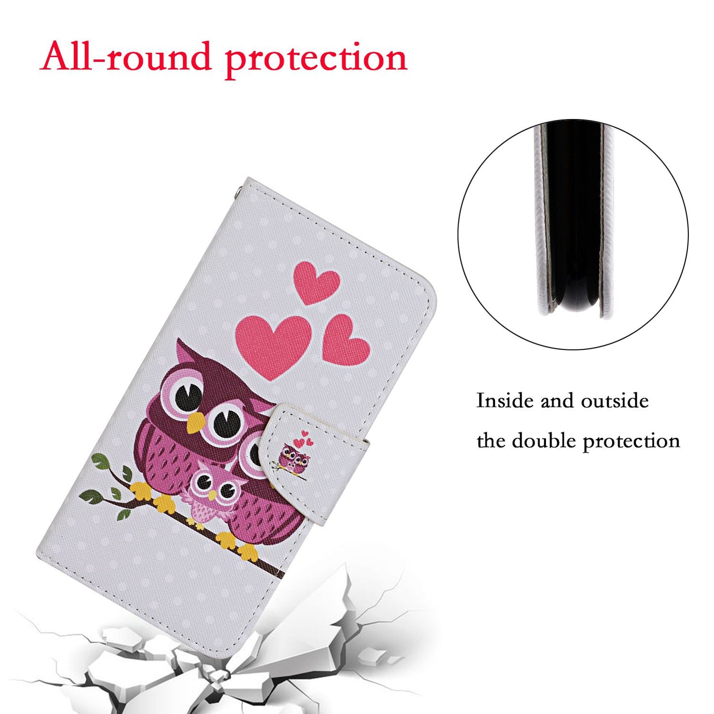 Leather Stand Phone Cover Wallet Pattern Printing Case for Samsung Galaxy S20 Plus/S20 Plus 5G  - Owl Family