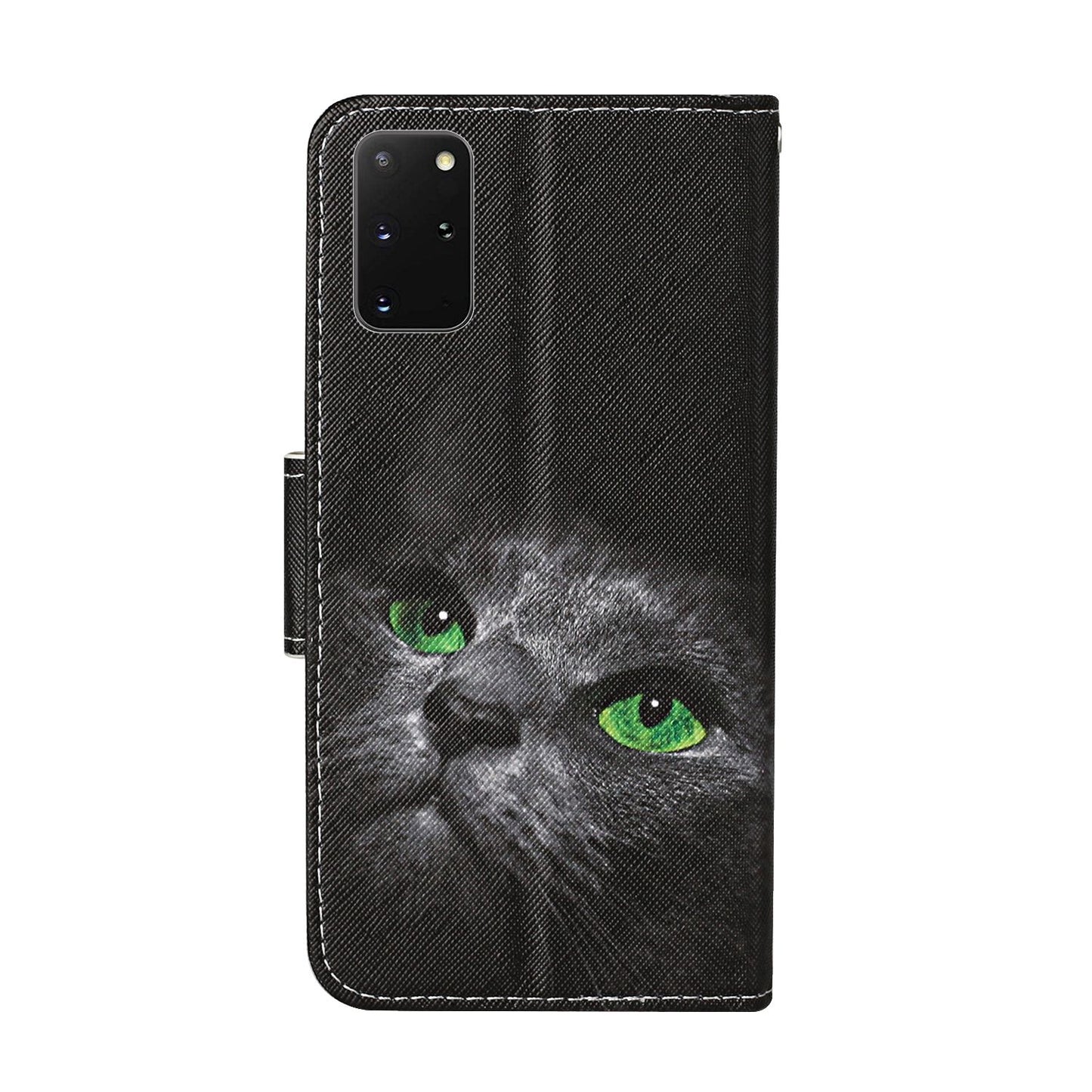 Leather Stand Phone Cover Wallet Pattern Printing Case for Samsung Galaxy S20 Plus/S20 Plus 5G  - Black Cat