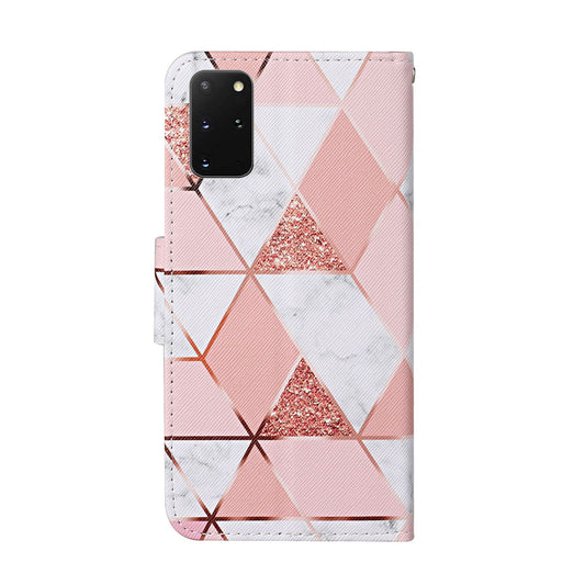 Leather Stand Phone Cover Wallet Pattern Printing Case for Samsung Galaxy S20 Plus/S20 Plus 5G  - Stone Grain