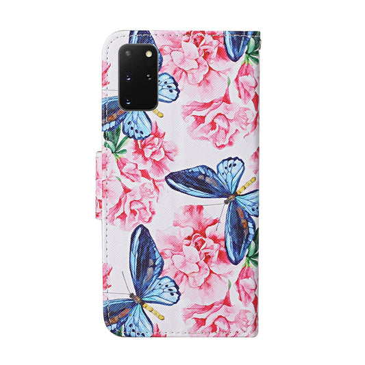 Leather Stand Phone Cover Wallet Pattern Printing Case for Samsung Galaxy S20 Plus/S20 Plus 5G  - Butterfly and Flower