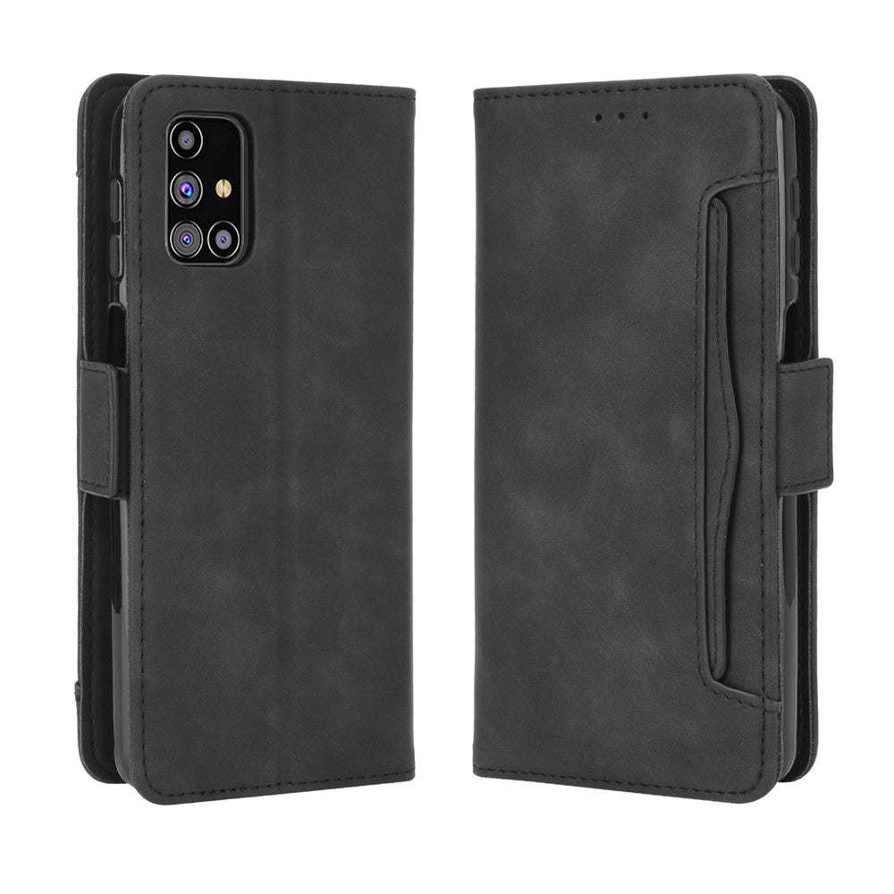 Multiple Card Slots Leather Wallet Protection Cover for Samsung Galaxy M31s - Black