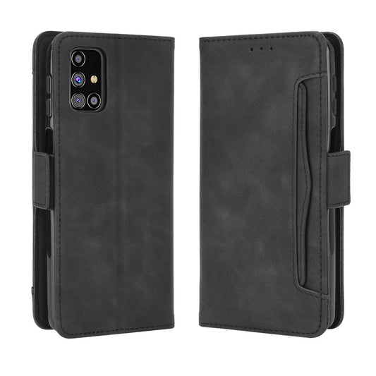 Multiple Card Slots Leather Wallet Protection Cover for Samsung Galaxy M31s - Black