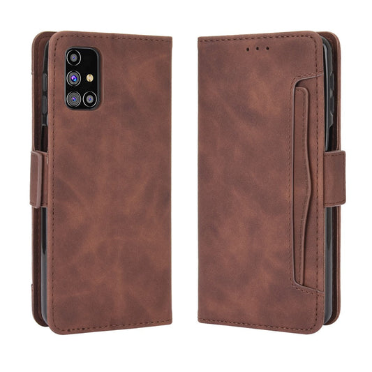Multiple Card Slots Leather Wallet Protection Cover for Samsung Galaxy M31s - Brown
