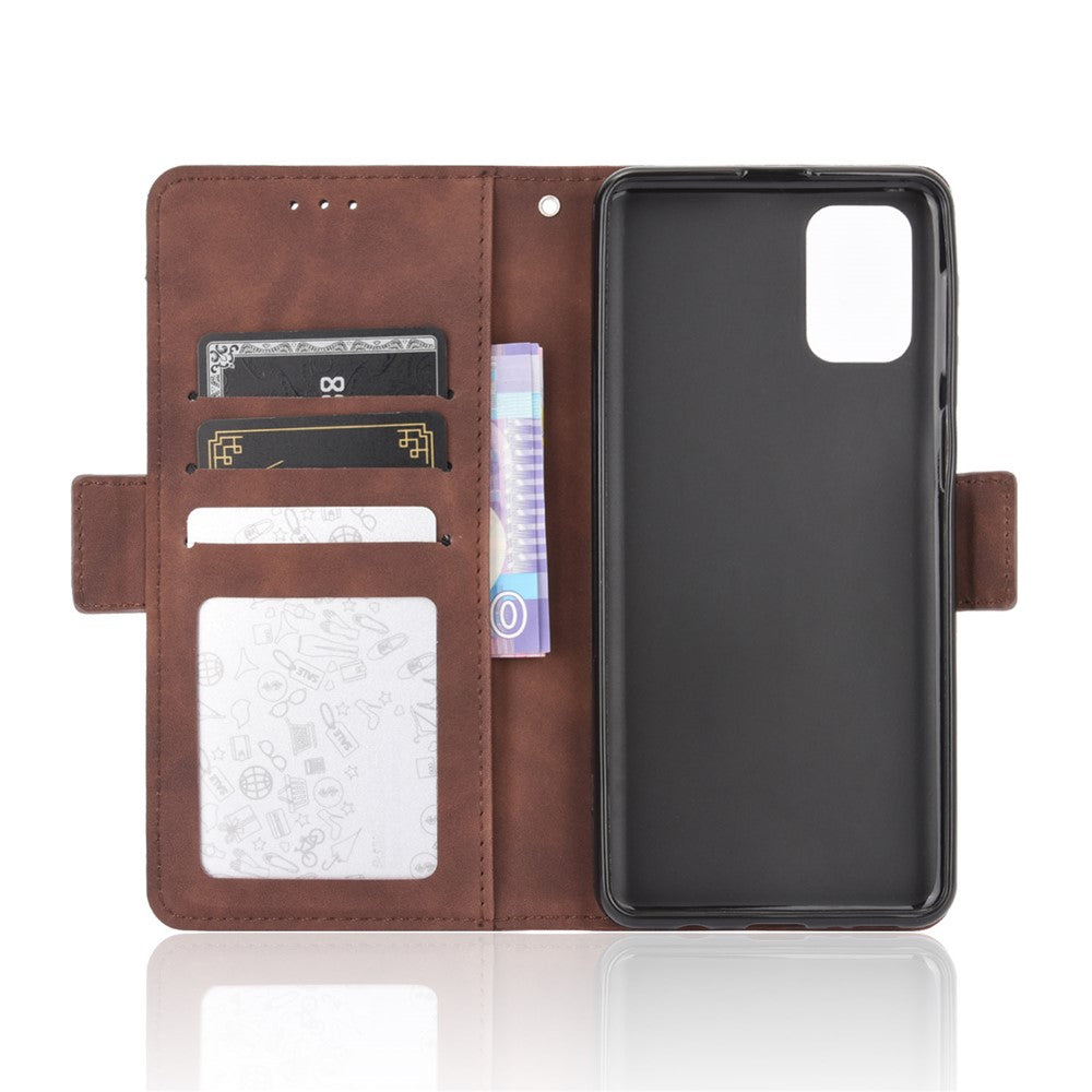 Multiple Card Slots Leather Wallet Protection Cover for Samsung Galaxy M31s - Brown
