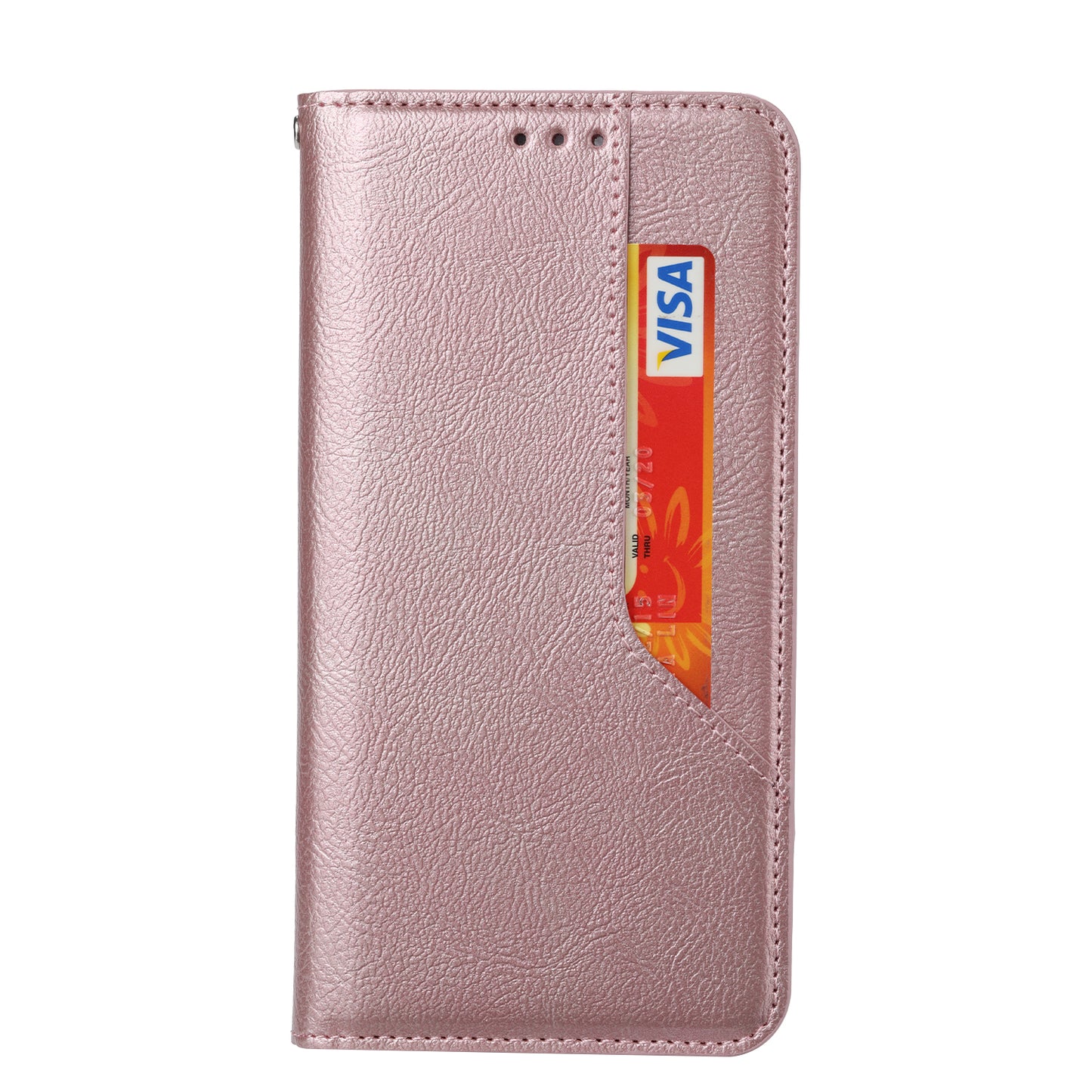 Auto-absorbed Wallet Leather Mobile Phone Case for Samsung Galaxy S20 Ultra - Rose Gold