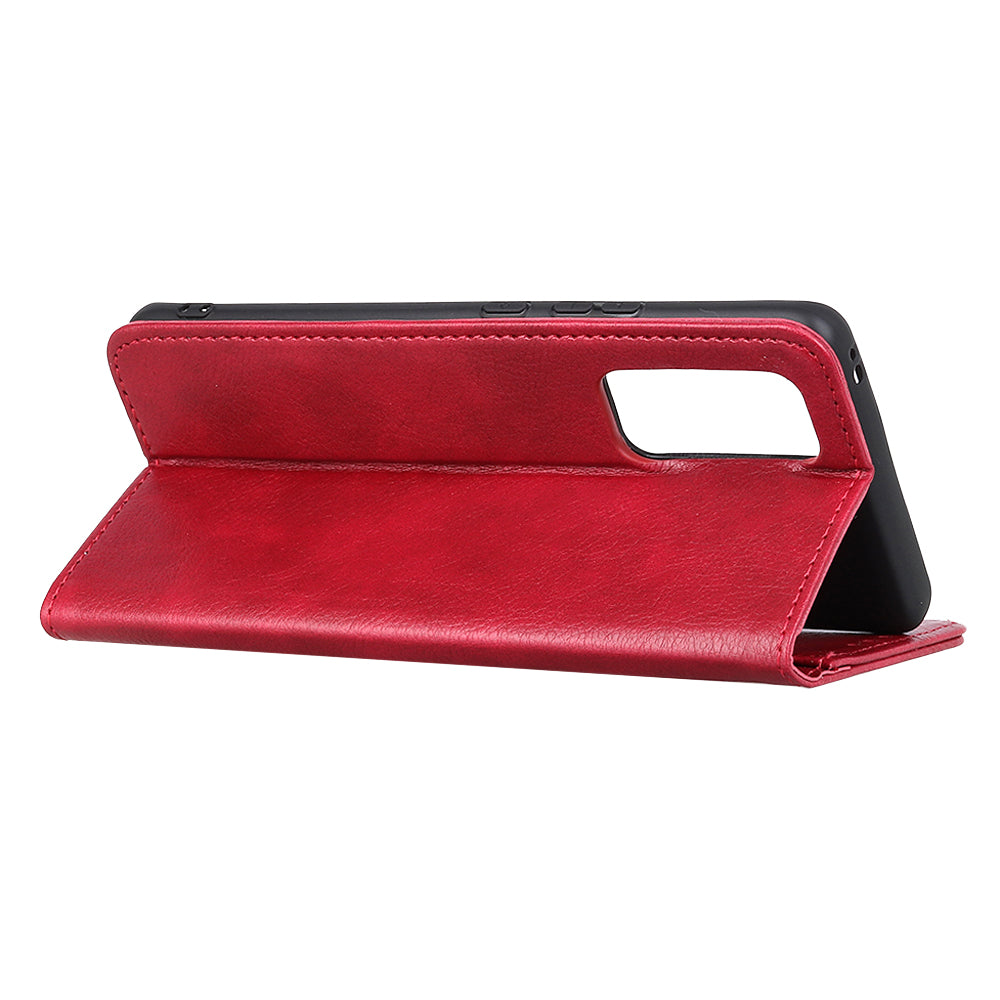Auto-absorbed Litchi Texture Split Leather Wallet Case for Samsung Galaxy S20 FE 4G/5G/S20 Lite/S20 FE 2022 - Red