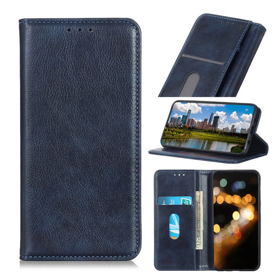 Auto-absorbed Litchi Texture Split Leather Wallet Case for Samsung Galaxy S20 FE 4G/5G/S20 Lite/S20 FE 2022 - Blue