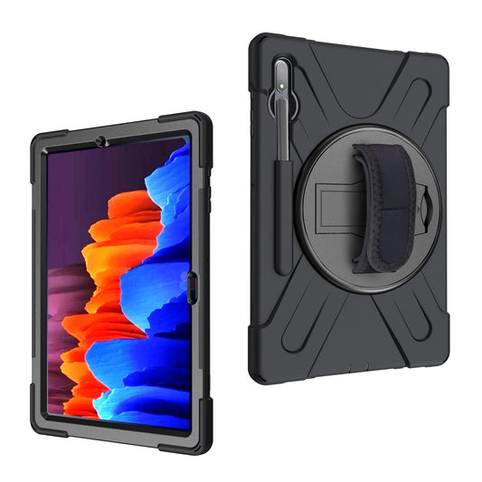 For Samsung Galaxy Tab S7+ / S8+ T970  / X800 / S7FE T730 / S9 + X810 / S9 FE+ X610 360&#176; Swivel Kickstand PC + Silicone Tablet Case - Black